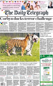 The Daily Telegraph (UK) Newspaper Front Page for 30 May 2017