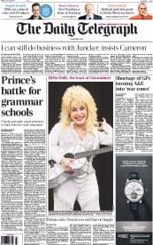 The Daily Telegraph (UK) Newspaper Front Page for 30 June 2014