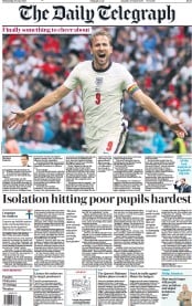 The Daily Telegraph (UK) Newspaper Front Page for 30 June 2021