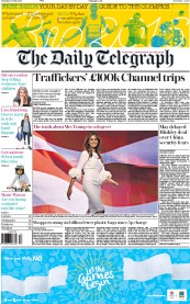 The Daily Telegraph (UK) Newspaper Front Page for 30 July 2016