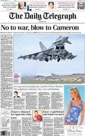 The Daily Telegraph (UK) Newspaper Front Page for 30 August 2013
