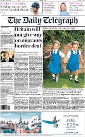 The Daily Telegraph (UK) Newspaper Front Page for 30 August 2016