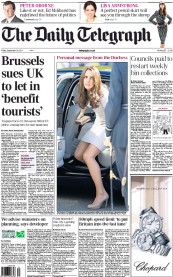 The Daily Telegraph (UK) Newspaper Front Page for 30 September 2011