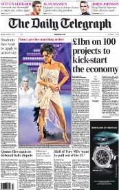 The Daily Telegraph Newspaper Front Page (UK) for 31 October 2011