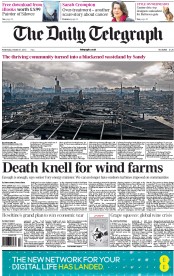 The Daily Telegraph (UK) Newspaper Front Page for 31 October 2012