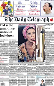 The Daily Telegraph (UK) Newspaper Front Page for 31 October 2020