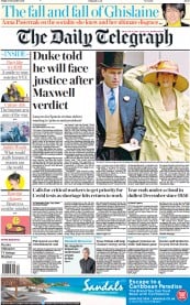 The Daily Telegraph (UK) Newspaper Front Page for 31 December 2021