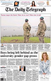 The Daily Telegraph Newspaper Front Page (UK) for 31 January 2014