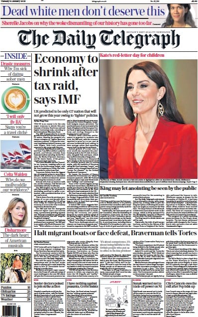 The Daily Telegraph Newspaper Front Page (UK) for 31 January 2023