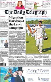 The Daily Telegraph (UK) Newspaper Front Page for 31 May 2016