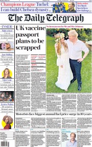 The Daily Telegraph (UK) Newspaper Front Page for 31 May 2021