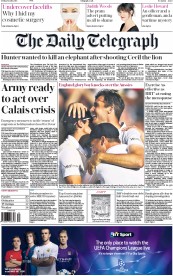 The Daily Telegraph (UK) Newspaper Front Page for 31 July 2015