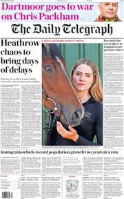 The Daily Telegraph front page for 31 July 2025