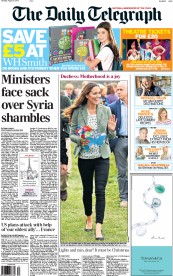 The Daily Telegraph (UK) Newspaper Front Page for 31 August 2013