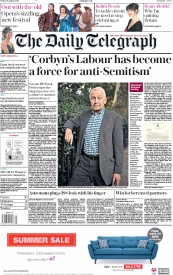 The Daily Telegraph (UK) Newspaper Front Page for 31 August 2018
