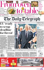 The Daily Telegraph (UK) Newspaper Front Page for 31 August 2019