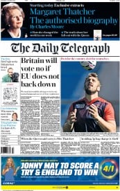 The Daily Telegraph (UK) Newspaper Front Page for 3 October 2015