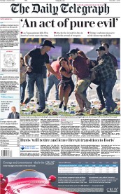 The Daily Telegraph (UK) Newspaper Front Page for 3 October 2017