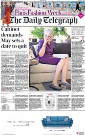 The Daily Telegraph (UK) Newspaper Front Page for 3 October 2018