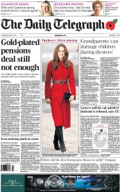 The Daily Telegraph Newspaper Front Page (UK) for 3 November 2011