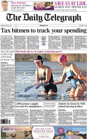The Daily Telegraph (UK) Newspaper Front Page for 3 December 2012