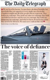 The Daily Telegraph (UK) Newspaper Front Page for 3 December 2015