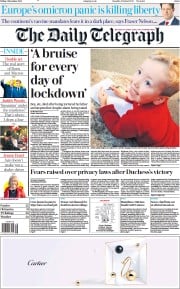 The Daily Telegraph (UK) Newspaper Front Page for 3 December 2021