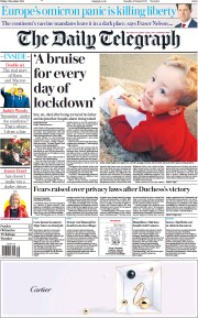 The Daily Telegraph (UK) Newspaper Front Page for 3 December 2021
