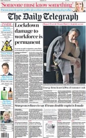 The Daily Telegraph front page for 3 February 2023