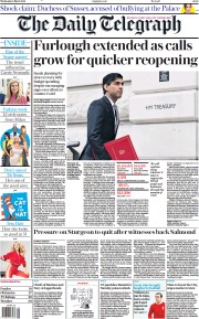 The Daily Telegraph (UK) Newspaper Front Page for 3 March 2021