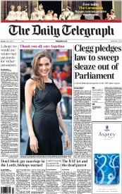 The Daily Telegraph (UK) Newspaper Front Page for 3 June 2013