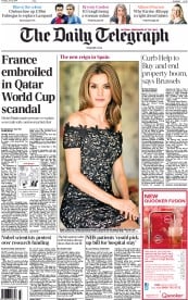 The Daily Telegraph (UK) Newspaper Front Page for 3 June 2014