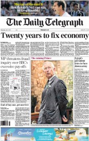 The Daily Telegraph (UK) Newspaper Front Page for 3 July 2013