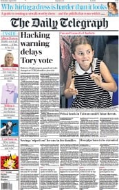 The Daily Telegraph front page for 3 August 2022
