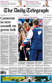 The Daily Telegraph (UK) Newspaper Front Page for 3 September 2012