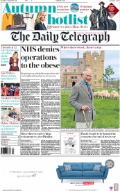 The Daily Telegraph (UK) Newspaper Front Page for 3 September 2016