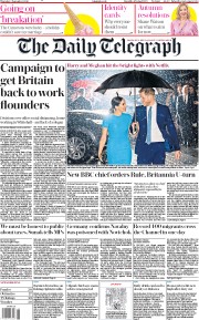 The Daily Telegraph (UK) Newspaper Front Page for 3 September 2020