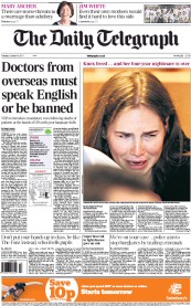 The Daily Telegraph (UK) Newspaper Front Page for 4 October 2011