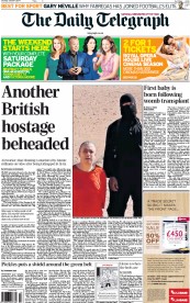 The Daily Telegraph (UK) Newspaper Front Page for 4 October 2014