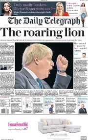 The Daily Telegraph (UK) Newspaper Front Page for 4 October 2017
