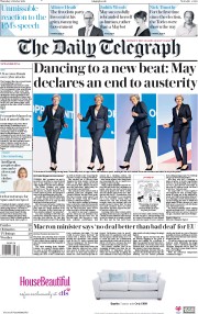 The Daily Telegraph (UK) Newspaper Front Page for 4 October 2018