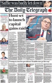 The Daily Telegraph (UK) Newspaper Front Page for 4 November 2022