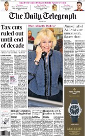 The Daily Telegraph Newspaper Front Page (UK) for 4 December 2013