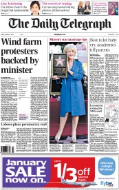 The Daily Telegraph (UK) Newspaper Front Page for 4 January 2013