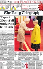 The Daily Telegraph (UK) Newspaper Front Page for 4 March 2020