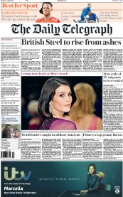 The Daily Telegraph (UK) Newspaper Front Page for 4 April 2016
