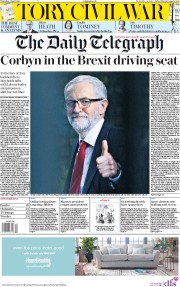 The Daily Telegraph (UK) Newspaper Front Page for 4 April 2019