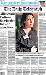The Daily Telegraph (UK) Newspaper Front Page for 4 April 2022