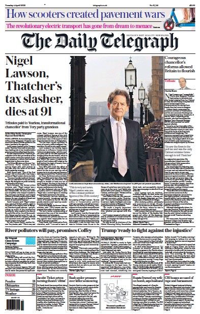 The Daily Telegraph Newspaper Front Page (UK) for 4 April 2023