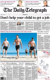 The Daily Telegraph (UK) Newspaper Front Page for 4 June 2013